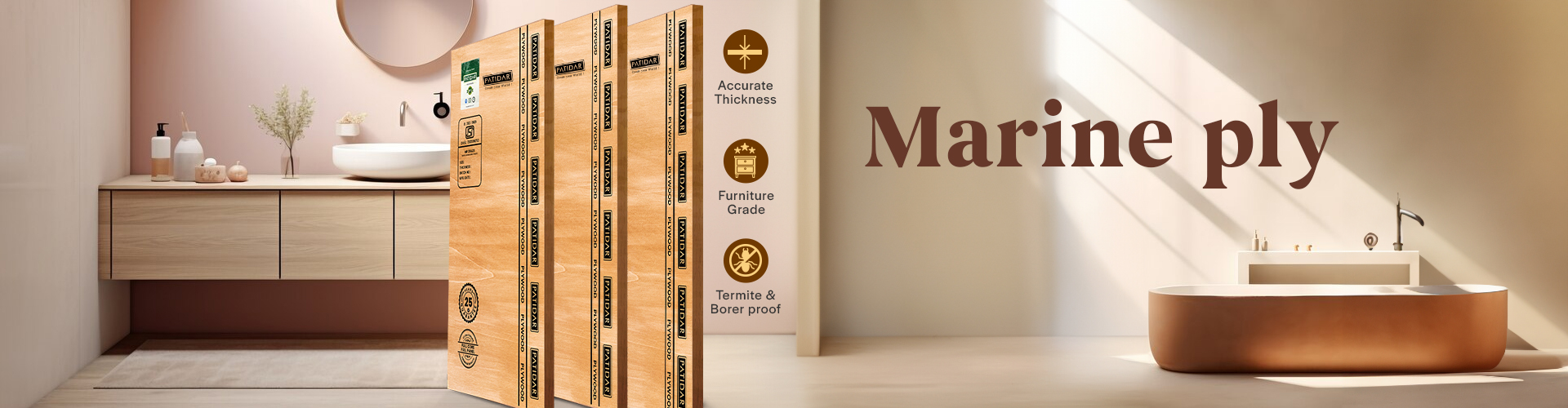 Marine Plywood - Ideal for Kitchen and bathroom Interiors.